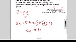 Kinematics - Motion at Constant Acceleration Q59