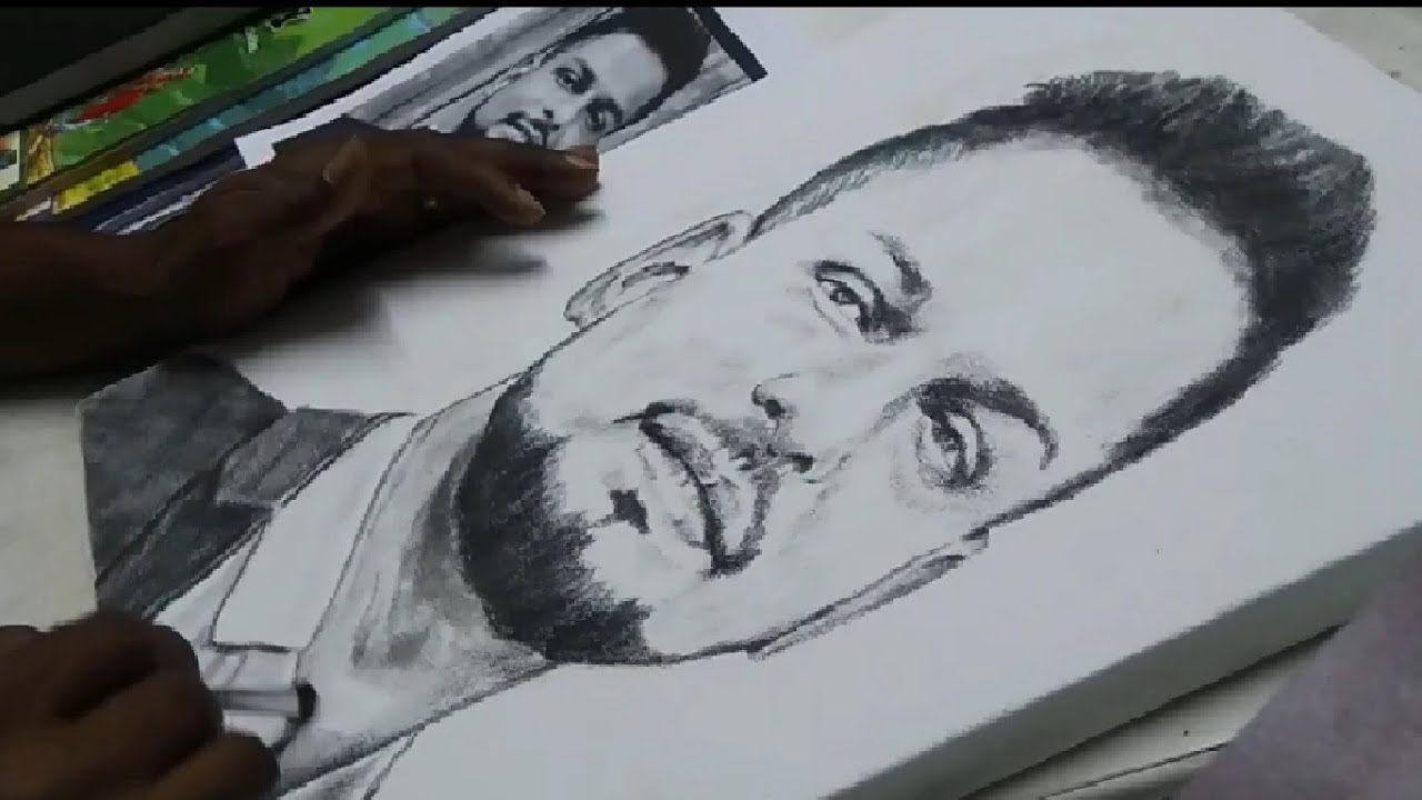 Pencil Portrait on canvas using 8b Staedtler pencil YouTube