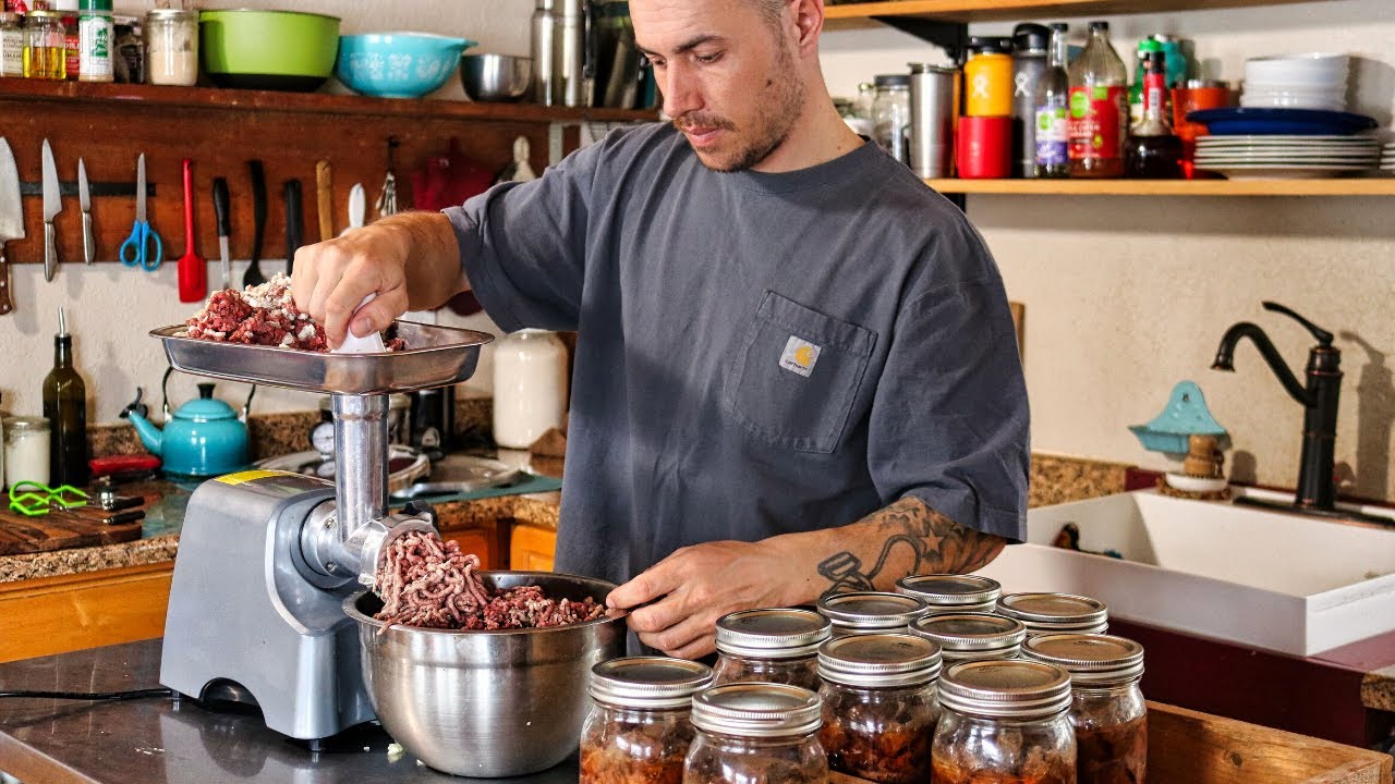 Life at our Cabin | Canning Moose Meat & Making Sausage - YouTube