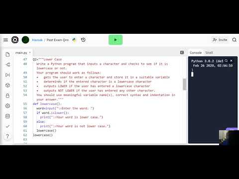 Python Tutorial  - Lower case checker - GCSE Exam Question