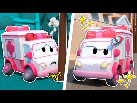 Oh no! The ambulance gets hurt chasing the robot ambulance | Emergency vehicles for kids