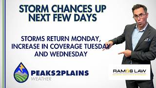 Early week storm chances increase with low-level moisture.