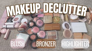 Makeup Declutter + Swatches 2023 | Blush, Bronzers, & Highlighters