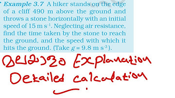 Example 3.7 A hiker stands on the edge of a cliff 490m above the ground and throws stone horizontall