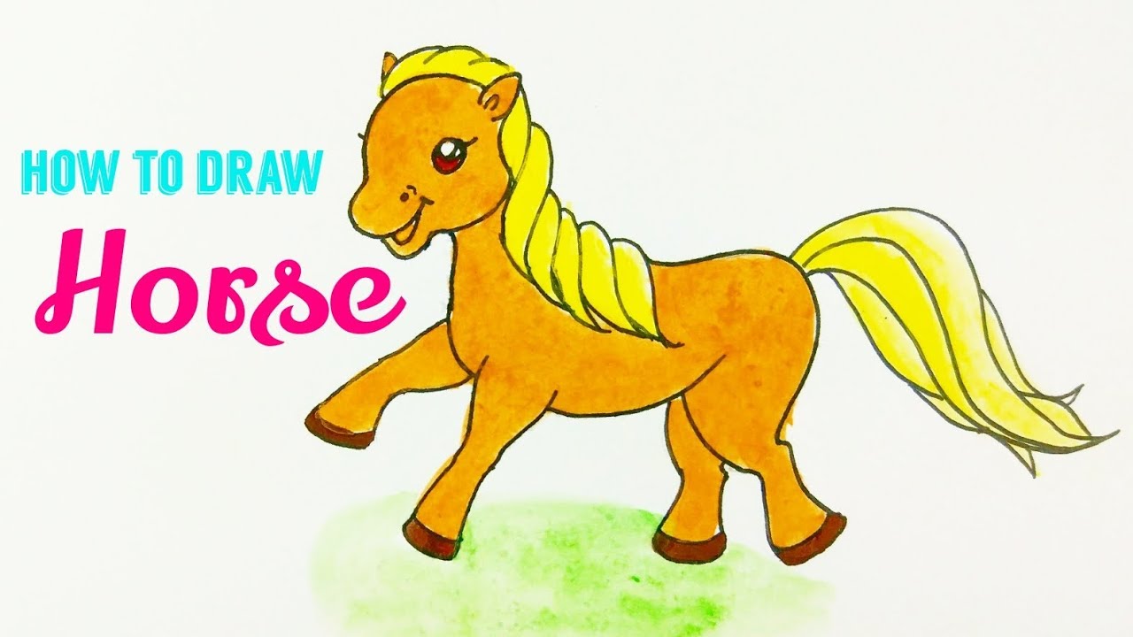 HOW TO DRAW A HORSE 🏇 | Horse Easy & Cute Drawing Tutorial For Beginner