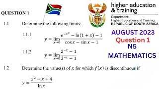 N5 Mathematics Question Paper Limits and Continuity Question 1 : N5 Math August 2023