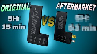картинка: Оригинальный аккумулятор iPhone (в плохом состоянии) против нового аккумулятора с вторичного рынк...