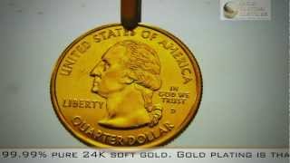 24K Gold Plating a Quarter Shown in Real-Time