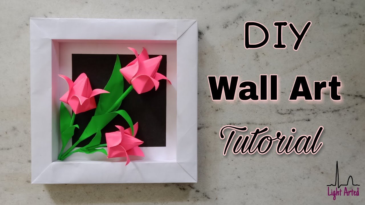 DIY Wall Art Tutorial Origami Tulips Bouquet Shadow box Framed Wall