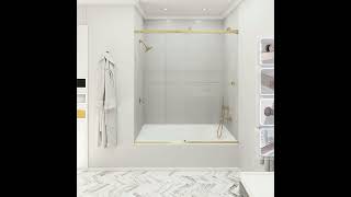 Pyramid Sliding Bathtub Door Brushed Nickel Video bathroom decor door bathroomdesign battle bn