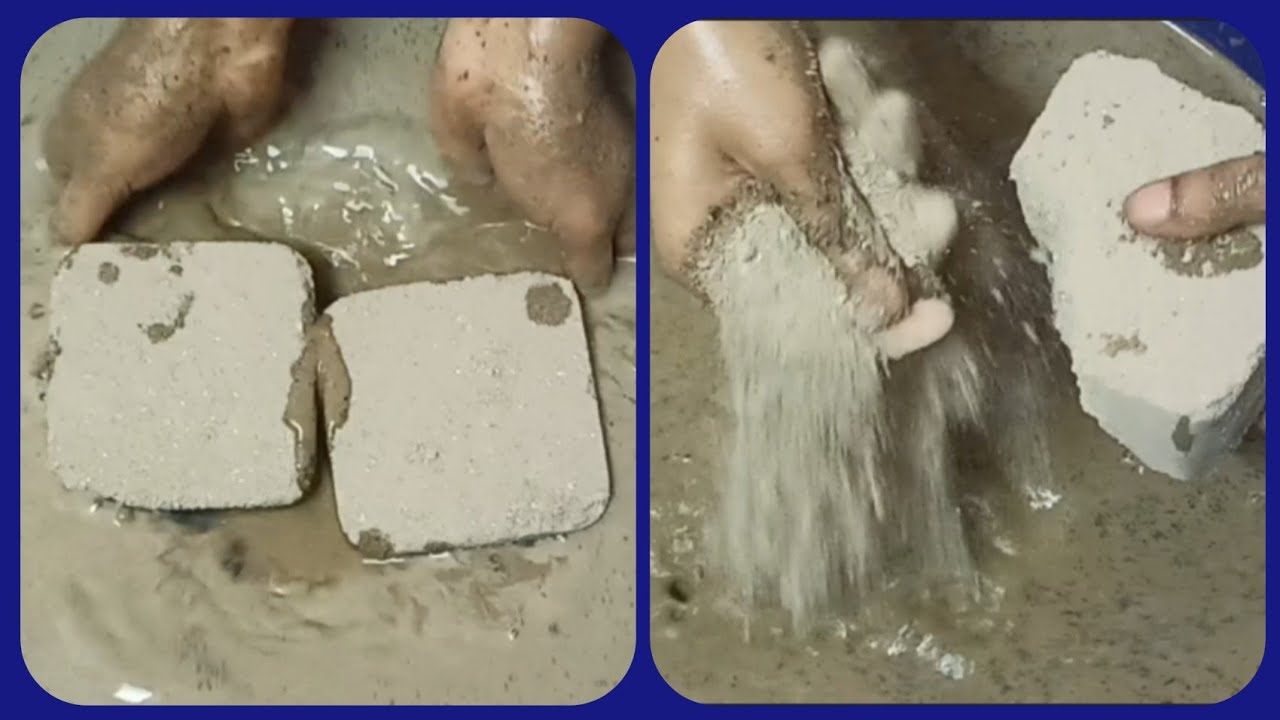 Soft Earthy Crispy Mud Sand Cubes Crumbling in Water & Paste Mixing/Playing ASMR 