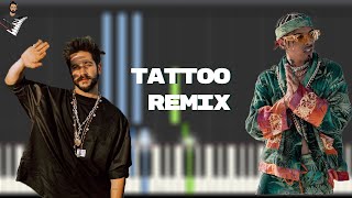 Rauw Alejandro & Camilo - Tattoo Remix | Instrumental Piano Tutorial / Partitura / Karaoke / MIDI
