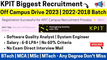 KPIT Biggest Recruitment 2023! KPIT Off Campus Drive 2023 | 2022-2018 Batch KPIT Mass Hiring Started