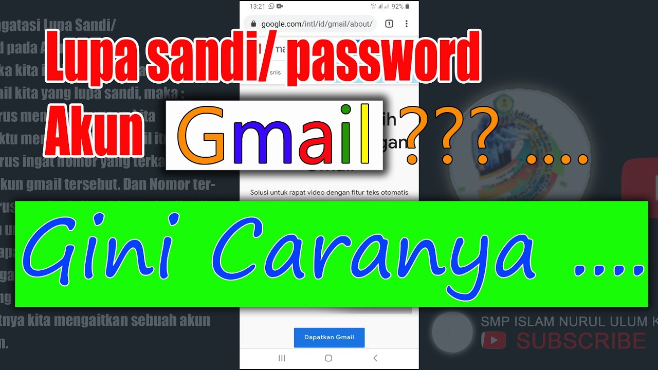 CARA MENGATASI LUPA PASSWORD GMAIL - YouTube