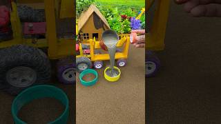 😱 Amazing Mini Tractor Making Cement Pillar | DIY Real Working Construction Machine 🚜 #shorts #diy