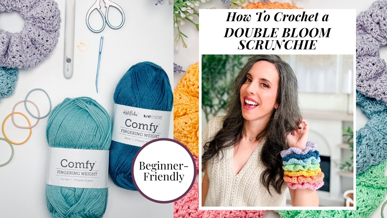 Double Bloom Crochet Scrunchie | Quick & Easy Pattern
