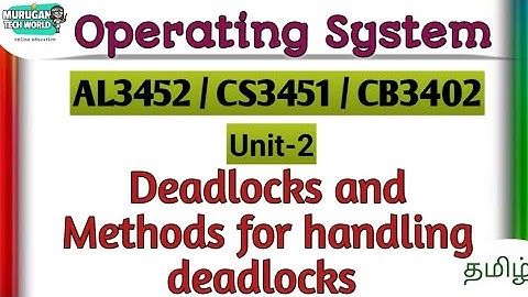 Deadlocks and methods for handling deadlocks in operating system tamil||AL3352/CS3451/CB3402||OS.