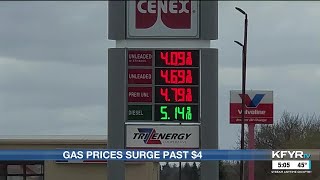 North Dakota gas prices up more than 30 cents in a week, over a dollar from last year