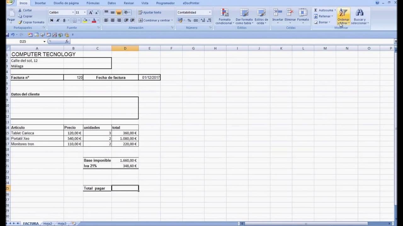 Ejemplos De Facturas En Excel