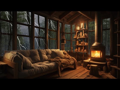 No Mid Roll Ads Rain Sounds Thunder Crackling Fireplace For Sleep Study