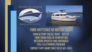 SOLD - 1985 58' Hatteras 58 Motor Yacht HD By American Marine Yachts