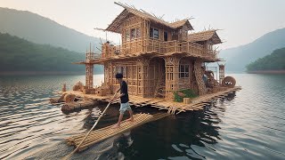 Build A Floating Bamboo House | Add Some Homemade Furniture To The House#houseboat