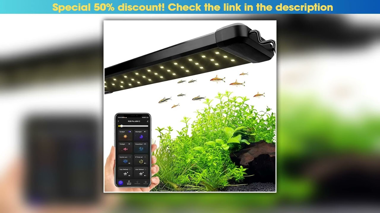 Smart Aquarium Light App Control Full Spectrum Fish Tank Light Bluetooth Coral Reef Lamp for