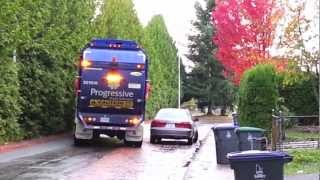 Progressive Waste Solutions Mack Leu Labrie Automizer ASL's Surrey's new garbage trucks in action