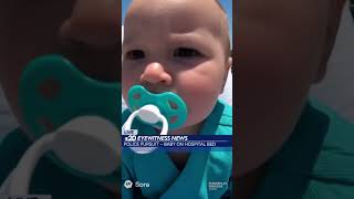 LIVE Police Chase a Baby on a Hospital Bed 🚁 #viral #funny #baby #comedy #comedyshorts #funnyshorts