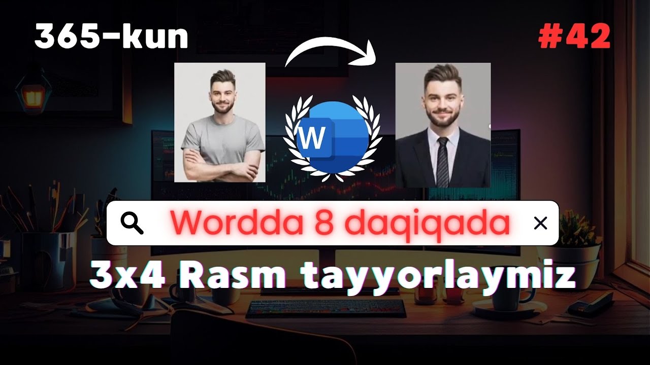 42-dars | Word dasturida onson yo'l bilan 3x4 rasm tayyorlashni o ...