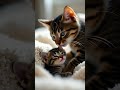 😺 Mom Cat Cuddles with Kitten - Adorable Bonding Moment!