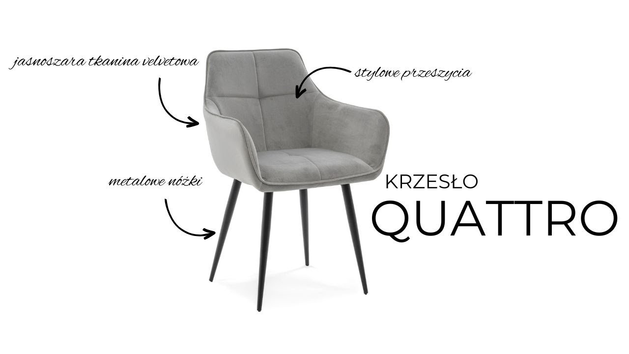 KRZESŁO TAPICEROWANE WELUROWE DO SALONU JADALNI NOWOCZESNE GLAMOUR QUATTRO