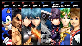 Sonic And Kazuya And Byleth And Byleth Vs R.o.b. And Pyra Mythra And Palutena And Sora Smash Bros