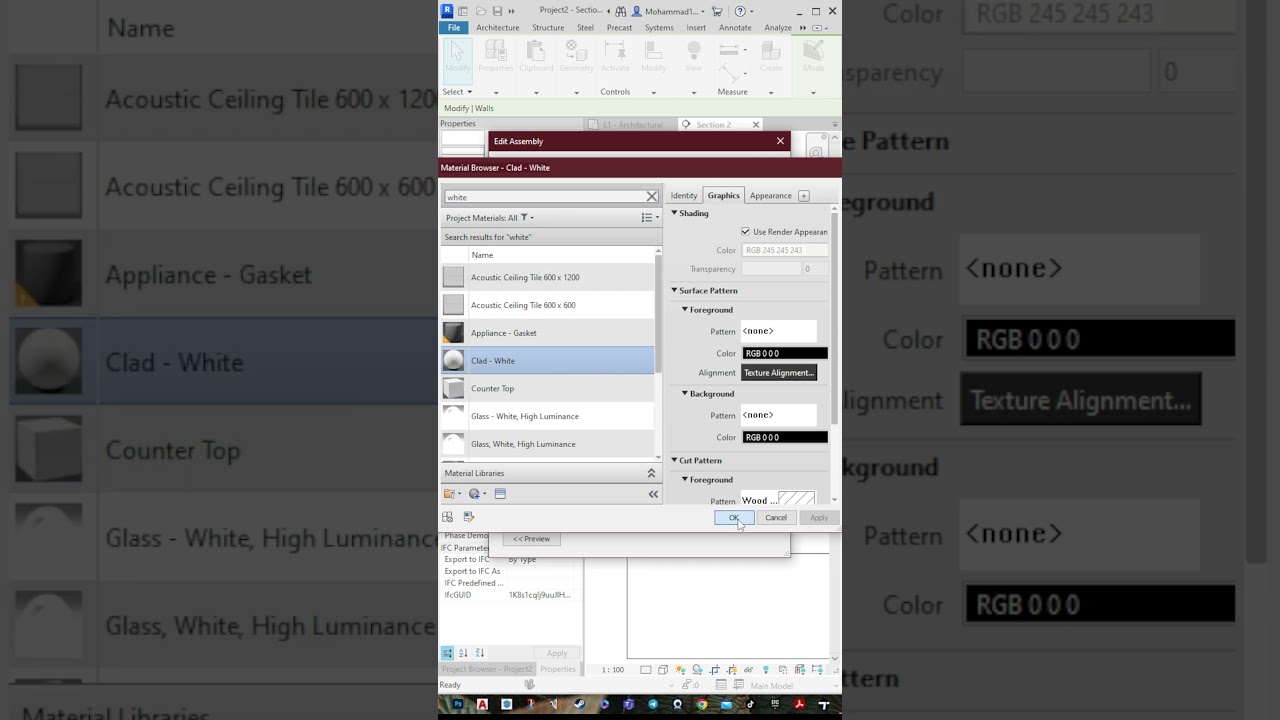 how to add materials to the wall in Revit 2025 