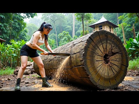 Bamboo Cabin In The Rainforest Asian Girl Builds Pool Bedroom And Garden Space