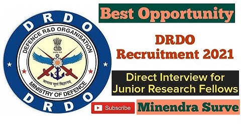 WALK IN INTERVIEW FOR JRF POST || DRDO NAVAL MATERIALS RESEARCH LABORATORY @Minendra