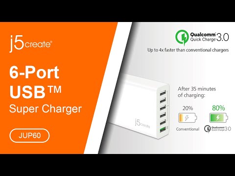 j5create® 6-Port USB QC™3.0 Super Charger JUP60