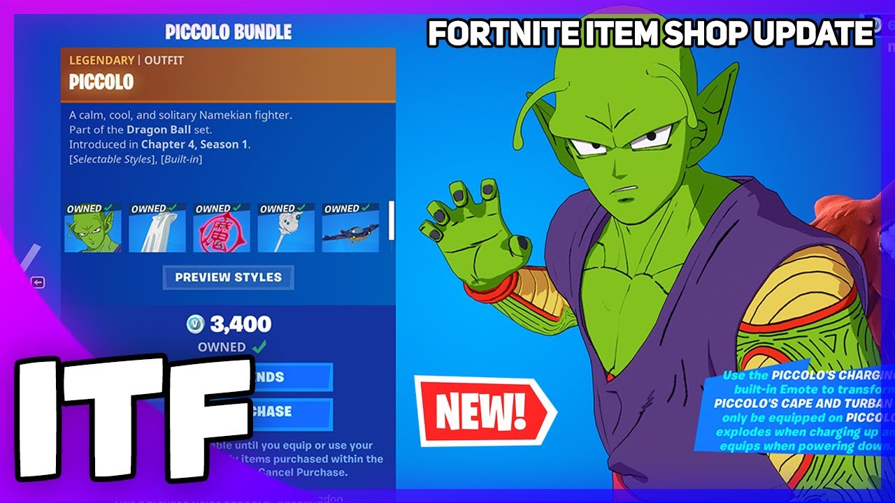 Fortnite Item Shop UPDATE *NEW* SON GOHAN + PICCOLO BUNDLES! (Fortnite