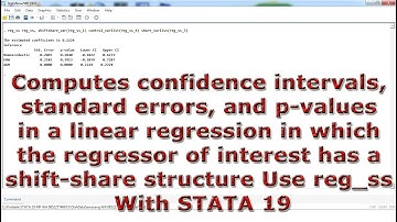 Computes confidence intervals standard errors p-values linear regression structure reg_ss STATA 19