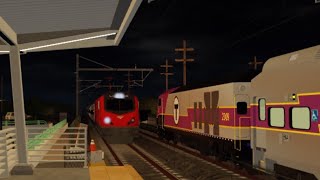 MBTA Providence stoughton line: MBTA train to providence and Northeast regional 174 at mansfield