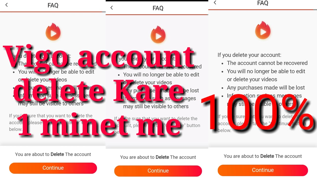 how to delete vigo video account