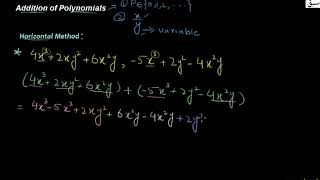 Addition of Polynomials by horizontal method, Math Lecture | Sabaq.pk