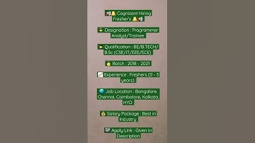 Cognizant hiring fresher’s #jobs #freshersjobs #shorts #youtube #status