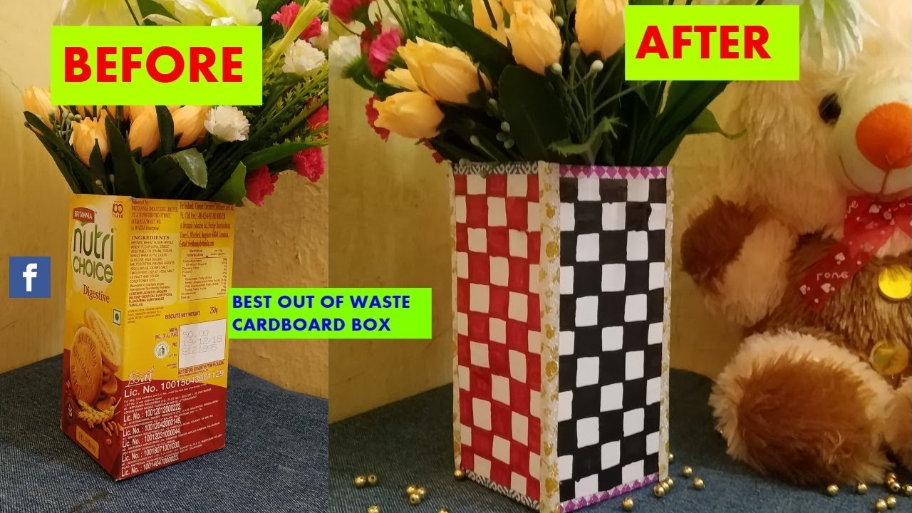 Easy way to make Flower Vase Diy Flower Vase from Waste Cardboard Box