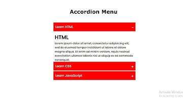 How to make an Accordion Menu Using JavaScript HTML and CSS | Create an Accordions | E-CODEC