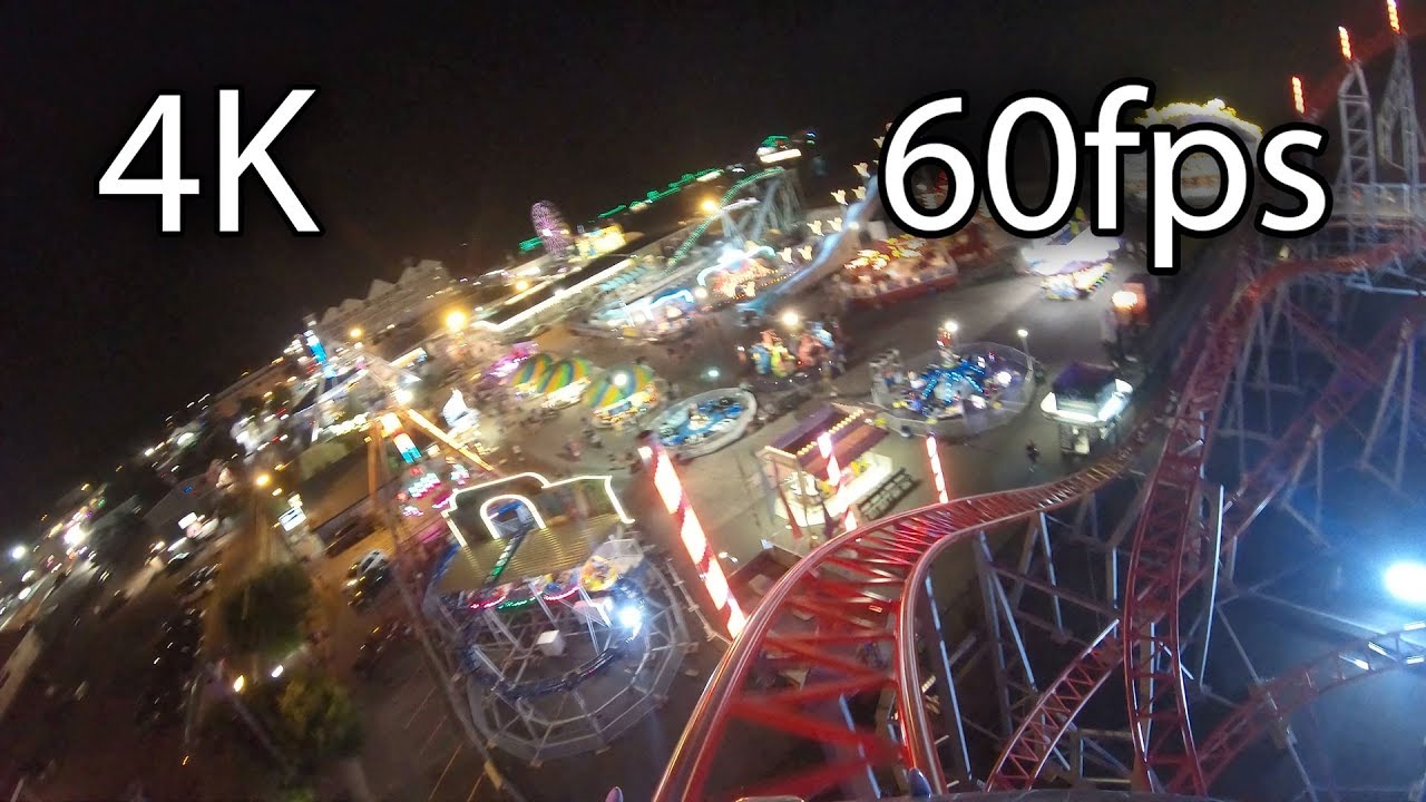 Sea Viper at night front seat 4K on-ride POV @60fps Palace Playland