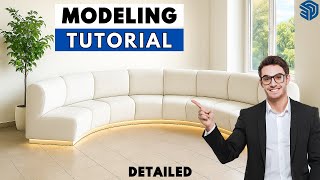 Modern Curved Sofa Modeling in SketchUp – Step-by-Step Tutorial🛋️