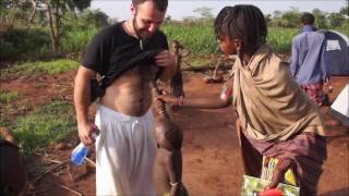 African tribe Hamer (Hamar) is surprised white man