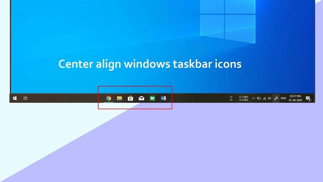 How To Center Align Taskbar Icons | Change The Position From Left To ...