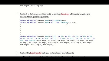 Built in Delegates in C#   Action, Func, EventHandler, Predicate